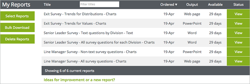 ReportGorilla showing SurveyMonkey reporting results