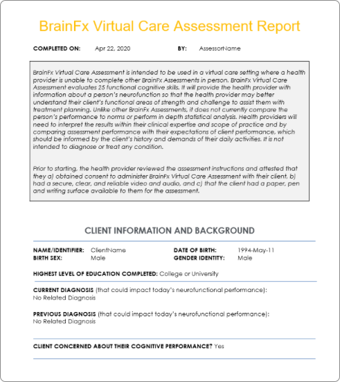 BrainFx VCAx report extract